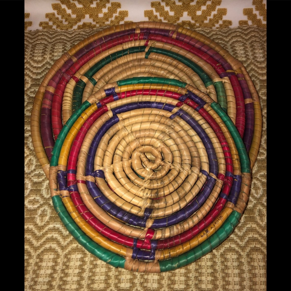 2 colorful hot pads marked Mexico